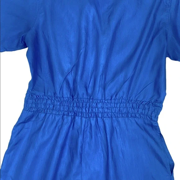 Vintage Ashleigh Morgan Sport Blue Short Sleeve Straight Leg Jumpsuit Size L - Picture 8 of 11